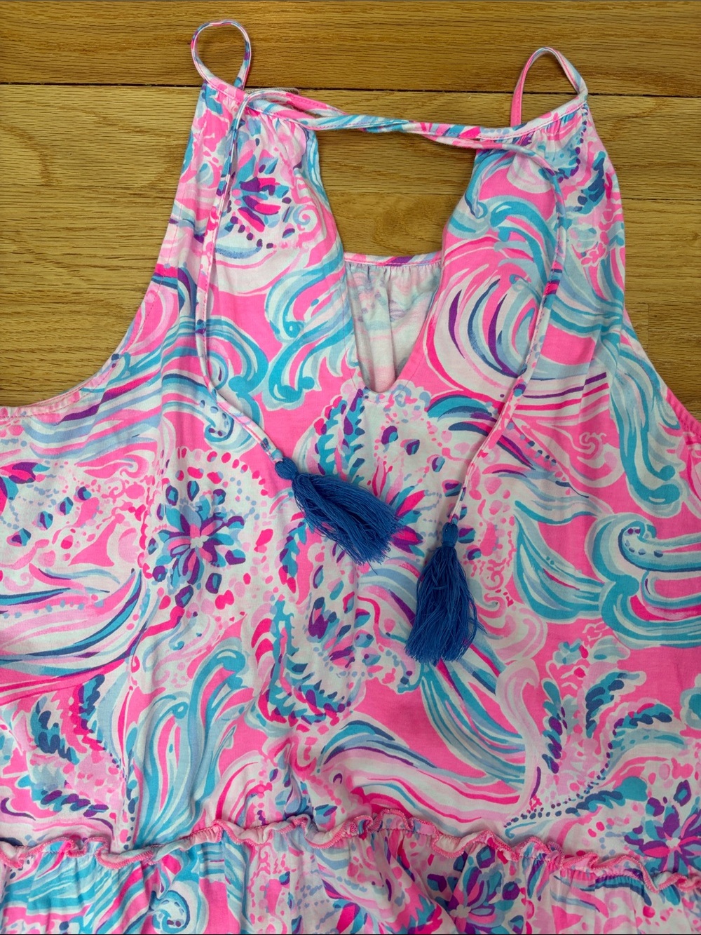 Lilly Pulitzer Pink, Turquoise & Purple Printed Sundress EUC size M - Picture 4 of 4